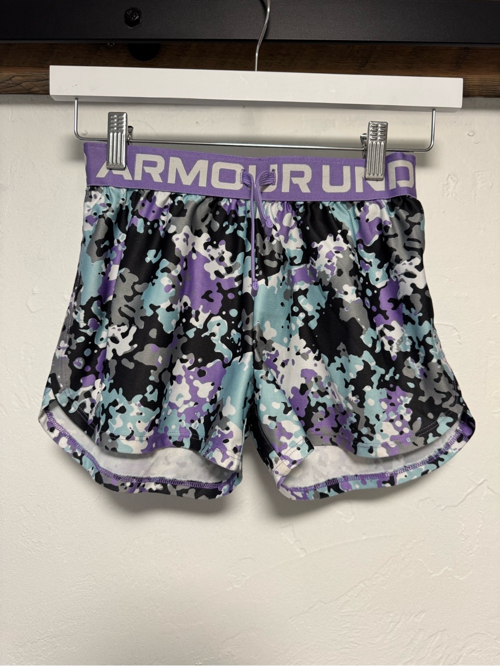 Under Armour Girl’s Purple Camouflage Training Shorts
